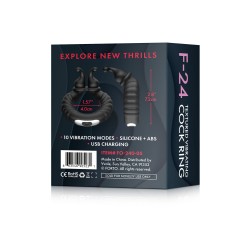 FORTO F-24 Vibrierender Penisring mit Klitoris-Stimulation aus Silikon Schwarz