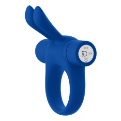 FORTO Bunny Penisring mit Vibration aus Silikon Blau