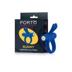 FORTO Bunny Penisring mit Vibration aus Silikon Blau