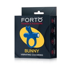 FORTO Bunny Penisring mit Vibration aus Silikon Blau