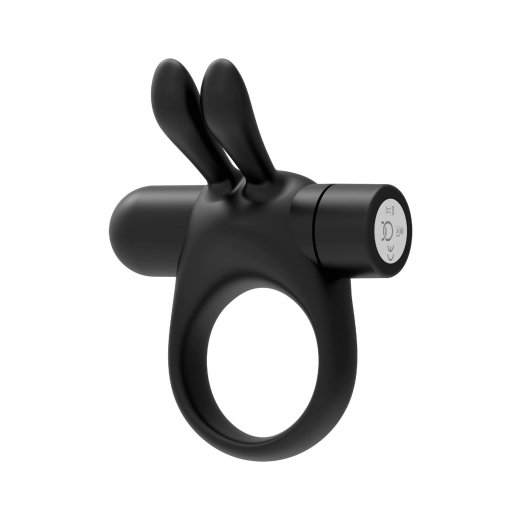 FORTO Bunny Penisring mit Vibration aus Silikon Schwarz