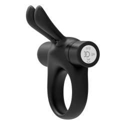 FORTO Bunny Penisring mit Vibration aus Silikon Schwarz