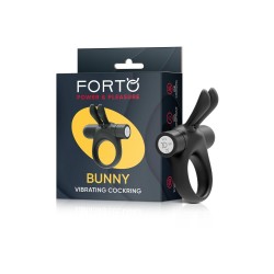 FORTO Bunny Penisring mit Vibration aus Silikon Schwarz