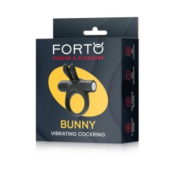 FORTO Bunny Penisring mit Vibration aus Silikon Schwarz