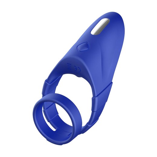 FORTO F-48 Doppel-Penisring mit Perineum-Stimulator aus Silikon Blau