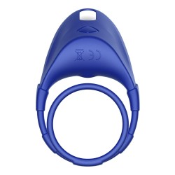 FORTO F-48 Doppel-Penisring mit Perineum-Stimulator aus Silikon Blau