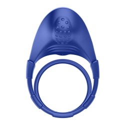 FORTO F-48 Doppel-Penisring mit Perineum-Stimulator aus Silikon Blau