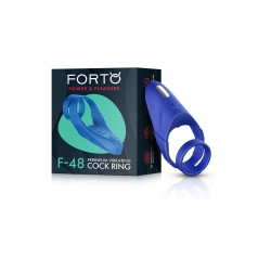FORTO F-48 Doppel-Penisring mit Perineum-Stimulator aus Silikon Blau