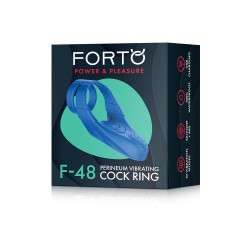 FORTO F-48 Doppel-Penisring mit Perineum-Stimulator aus Silikon Blau