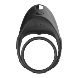 FORTO F-48 Doppel-Penisring mit Perineum-Stimulation aus Silikon Schwarz