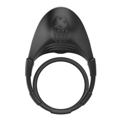 FORTO F-48 Doppel-Penisring mit Perineum-Stimulation aus Silikon Schwarz