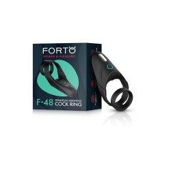 FORTO F-48 Doppel-Penisring mit Perineum-Stimulation aus Silikon Schwarz