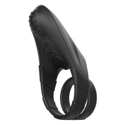 FORTO F-48 Doppel-Penisring mit Perineum-Stimulation aus Silikon Schwarz