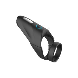 FORTO F-48 Doppel-Penisring mit Perineum-Stimulation aus Silikon Schwarz