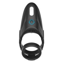 FORTO F-48 Doppel-Penisring mit Perineum-Stimulation aus Silikon Schwarz