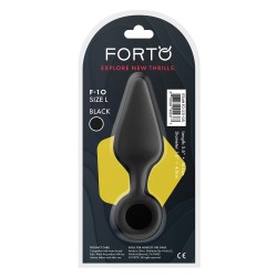FORTO F-10 Anal-Plug mit Pull Ring aus Silikon Large Schwarz