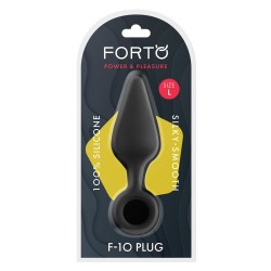 FORTO F-10 Anal-Plug mit Pull Ring aus Silikon Large Schwarz