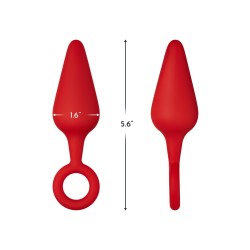 FORTO F-10 Anal-Plug mit Pull Ring aus Silikon Large Rot