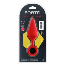 FORTO F-10 Anal-Plug mit Pull Ring aus Silikon Large Rot