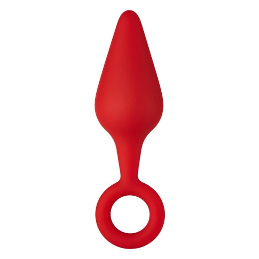 FORTO F-10 Anal-Plug mit Pull Ring aus Silikon Medium Rot