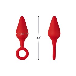 FORTO F-10 Anal-Plug mit Pull Ring aus Silikon Medium Rot