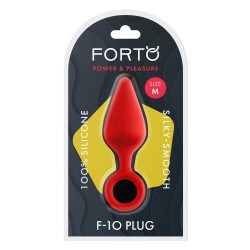 FORTO F-10 Anal-Plug mit Pull Ring aus Silikon Medium Rot