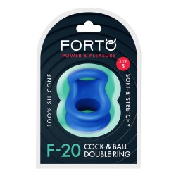 FORTO F-20 Penisring mit Hodenstrecker aus Silikon Small Blau