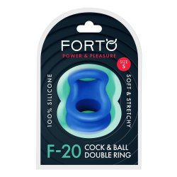 FORTO F-20 Penisring mit Hodenstrecker aus Silikon Medium Blau