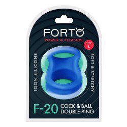 FORTO F-20 Penisring mit Hodenstrecker aus Silikon Large Blau
