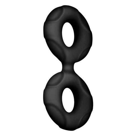 FORTO F-81 Cock & Ball Double Ring aus Silikon Ø 1,8 cm Small Schwarz