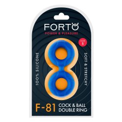 FORTO F-81 Cock & Ball Double Ring aus Silikon Ø 1,8 cm Small Blau