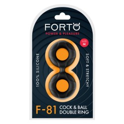 FORTO F-81 Cock & Ball Double Ring aus Silikon Ø 2,1 cm Medium Schwarz