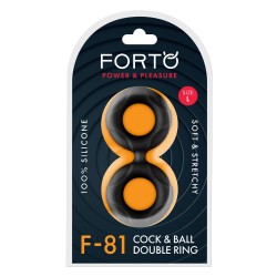 FORTO F-81 Cock & Ball Double Ring aus Silikon Ø 2,5 cm Large Schwarz