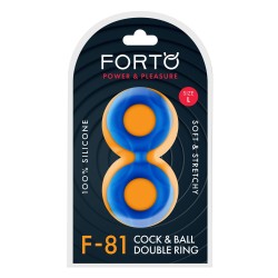 FORTO F-81 Cock & Ball Double Ring aus Silikon Ø 2,5 cm Large Blau