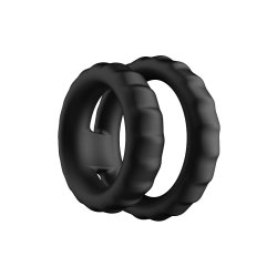 FORTO F-43 Tiered Cock & Ball Ring aus Silikon Schwarz