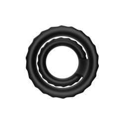 FORTO F-43 Tiered Cock & Ball Ring aus Silikon Schwarz