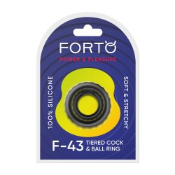 FORTO F-43 Tiered Cock & Ball Ring aus Silikon Schwarz
