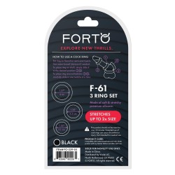 FORTO F-61 Penisring 3er-Set aus Silikon Schwarz