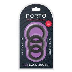 FORTO F-61 Penisring 3er-Set aus Silikon Schwarz