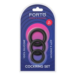 FORTO F-39 Trio Cockring Set aus Silikon Schwarz