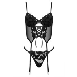 KOTEK C0103 Korsett & Thong Schwarz