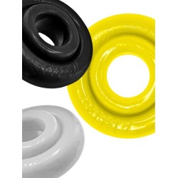 OXBALLS Rimringz 3er-Pack Penisringe aus TPR Weiss/ Gelb/ Schwarz