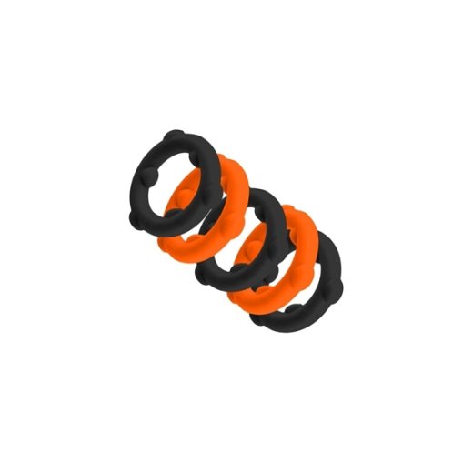 OXBALLS Gearheads 5er-Pack Penisringe aus Silikon Schwarz/ Orange
