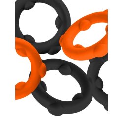 OXBALLS Gearheads 5er-Pack Penisringe aus Silikon Schwarz/ Orange