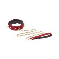 LIEBE SEELE Kinbaku Ukiyoe Luxury Leather Collar Red Rosy