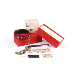 LIEBE SEELE Kinbaku Ukiyoe Luxury Leather Collar Red Rosy