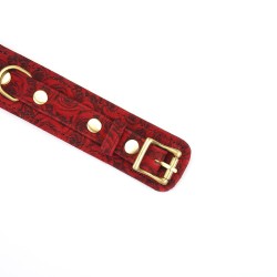 LIEBE SEELE Kinbaku Ukiyoe Luxury Leather Collar Red Rosy