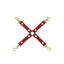 LIEBE SEELE Kinbaku Ukiyoe Luxury Leather Hog Tie Red Rosy