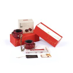 LIEBE SEELE Kinbaku Ukiyoe Luxury Leather Ankle Cuffs Red...
