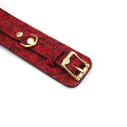 LIEBE SEELE Kinbaku Ukiyoe Luxury Leather Ankle Cuffs Red Rosy